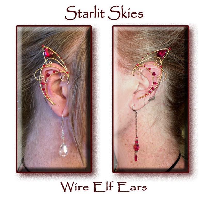 Wire Elf Ears in Brass Wire With Red Crystals Etsy