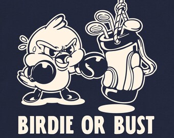 Birdie or Bust Golf Shirt | Funny Golf Boxing Bird Tee | No Mercy for Bogeys | Golfer Gift for Men | Vintage Style Golf Humor