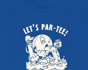 Let’s Par-Tee Golf Shirt | Funny Golf Drinking Tee for Men | Retro Cartoon Golfer Gift | Bachelor Party Golf Trip Shirt