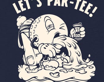 Lets Par Tee Golf Shirt | Funny Golf Drinking Tee | Vintage Cartoon Golf Ball Shirt | Golf Trip Gift for Him