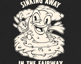 Sinking Away in the Fairway Golf Shirt | Funny Golf Humor Tee | Vintage Cartoon Water Hazard Shirt | Golfer Gift for Him