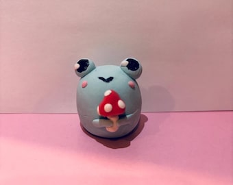 Clay Cute Mushroom Frog Miniature Decoration