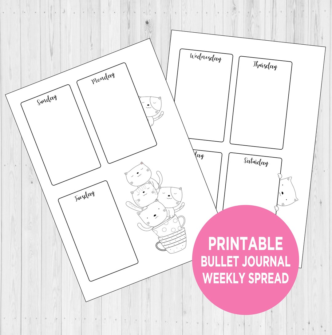 Printable Bullet Journal Weekly Spread - Etsy