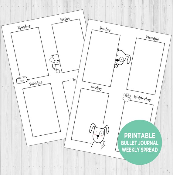 Printable Bullet Journal Weekly Spread - Etsy