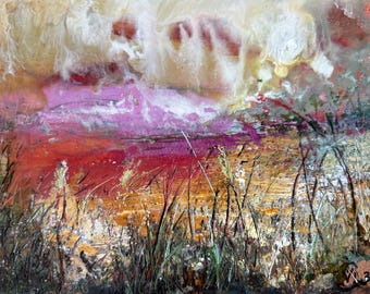 Original Enkaustik Wachs Gemälde: Strukturierte moderne Wand Kunst Meerlandschaft