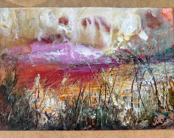 Peinture à l'encaustique abstraite originale : art mural moderne texturé paysage marin