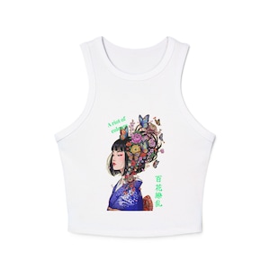 Japanese Bohemian Racer Tank, Women&#39;s Sleeveless Top,