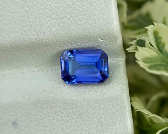 Faceted Tanzanite Gemstone: 1.20 Carat Emerald Cut, Vivid Blue-Violet