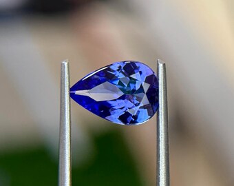Faceted Tanzanite Gemstone, 1.60 Carat Pear Cut | Blue-Violet Loose Stone