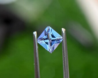 0.70ct Princess Cut Tanzanite Gemstone: Violet Blue, 5mm Square Faceted