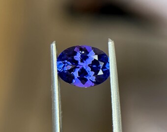 Eye clean Faceted Tanzanite Gemstone 1.45 Carat | Oval Cut Vivid Blue-Violet Loose Stone