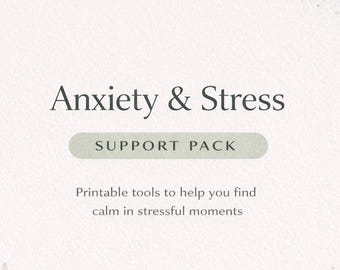 Anxiety And Stress Support Pack for Adults | Printable Anxiety Workbook | Calm Plan & Coping Tools | Mental Health PDF