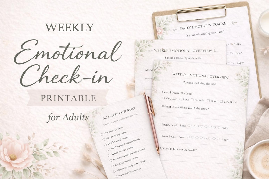 Weekly Emotional Check-in | Mood Tracker + Reflection Worksheets | Self ...