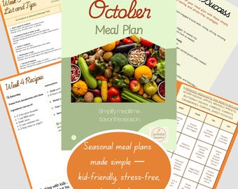 PDF gezinsmaaltijdplan oktober | Seizoensrecepten, boodschappenlijstjes en kindvriendelijke diners