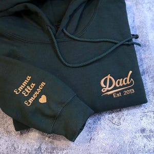 Comfort Colors® Dad Shirt, Custom Dad EST Minimalist Embroidered Hoodie, New dad, Dad of boys and girls, Step Dad, Custom Fathers Gift