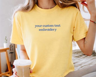 Custom embroidered Cropped Tee: Comfort Colors, Trendy minimalist cotton tshirt