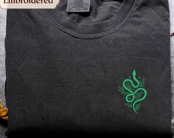 Manacled Snake Embroidered Comfort Colors Shirt, Manacled Fanfic Merch, Wizard Dramione, Runes High Reeve Witchy TShirt, Witchy Snake Slythe