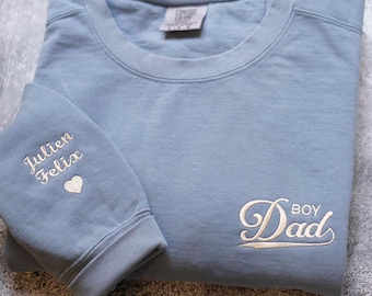 Chemise pour papa garçon couleurs confort brodée, sweat-shirt papa grand-père minimaliste, papa cool, cadeau personnalisé pour la fête des pères