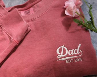 Custom Dad EST Embroidered Sweatshirt, Vintage Father's Day Gift