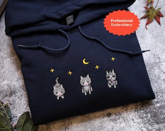 EMBROIDERED Stardew Valley Cat Sweatshirt, Perfect Gift for Gamers, Embroidered Cute Gamer shirt, Comfort colors, Cozy & Cute Gaming Attire