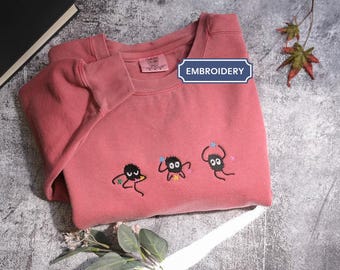 Embroidered  Sprites Cozy Comfort Colors® Shirt– Studio Inspired Cottagecore Tee, Cute Anime Aesthetic Shirt, Cozy Autumn Whimsy Gift