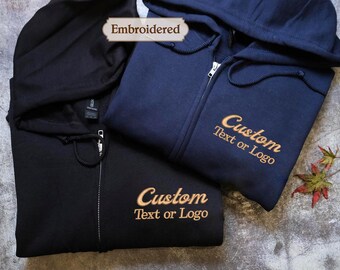 Custom Embroidered Hoodie Jacket Personalized Zip Up with Monogram Unique Gift Idea