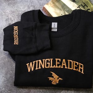 Wingleader Embroidered Sweatshirt, Fourth Wing Embroidery T-shirt, Xaden Riorson Shirt, Fourth Wing Hoodie, Dragon Rider Shirt image 7