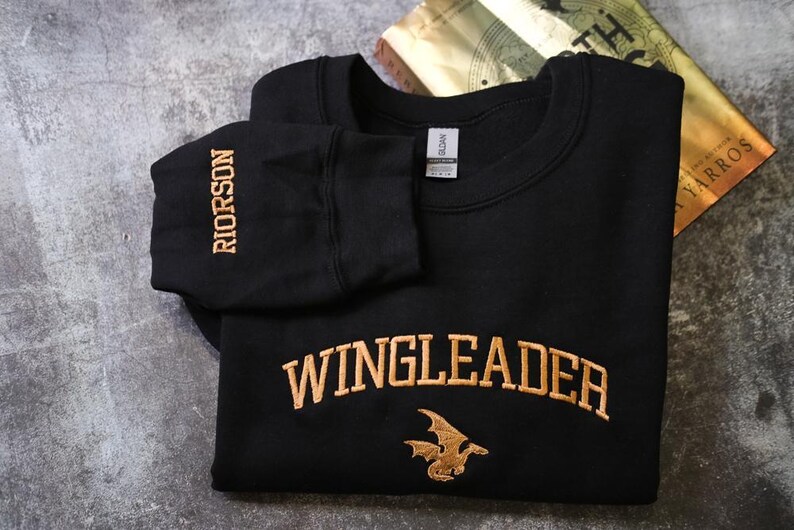 Wingleader Embroidered Sweatshirt, Fourth Wing Embroidery T-shirt, Xaden Riorson Shirt, Fourth Wing Hoodie, Dragon Rider Shirt image 7