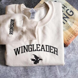 Wingleader Embroidered Sweatshirt, Fourth Wing Embroidery T-shirt, Xaden Riorson Shirt, Fourth Wing Hoodie, Dragon Rider Shirt image 3