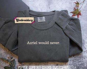 Embroidered Azriel Shirt, Azriel would never ACOTAR Sweatshirt,  SJM, Night Court Velaris Cassian Rhysand Bat Boys, MAAS universe
