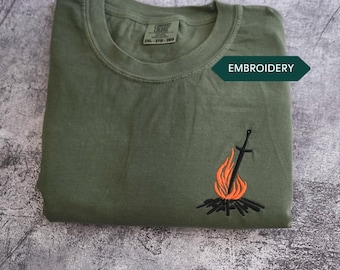 Gamer Quest Bonfire Shirt, Rivers of Blood, Questline Sweatshirt, Embroidered Gaming Hoodie, , Geek Chic Fashion, Gift for boyfriend