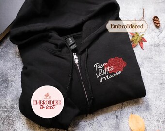 Run Little Mouse Zip Hoodie, Crewneck Sweatshirt, Haunting Adeline, Dark Romance, Smut Reader, Book Lover Gift, Dark Gothic Embroidery