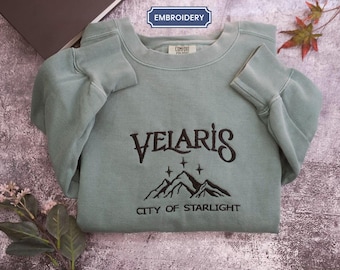 Comfort Colors Velaris Embroidered crewneck, City Of Starlight, Night Court Hoodie, Rhysand, Sarah J, Book Lover Gift, acosf, Bookworm shirt
