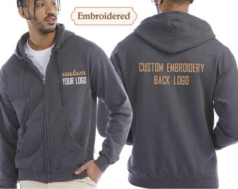 Custom 2-side Embroidered Jacket Personalized Zip Up, Custom Name, Business Logo, Custom Text embroidery, Bachelorette party, Christmas gift