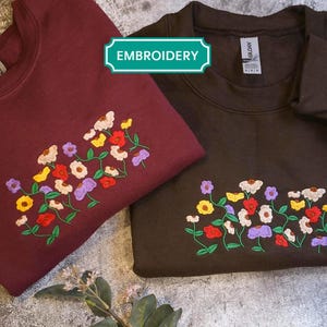 Embroidered Vintage Flowers Sweatshirt, Piano Flowers embroidered, Wildflowers Embroidered surprise songs piano Gift for Her,Eras gift shirt