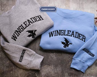 Wingleader Embroidered Sweatshirt, Fourth Wing Embroidery T-shirt, Xaden Riorson Shirt, Fourth Wing Hoodie, Dragon Rider Shirt