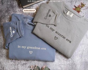 Comfort Colors Custom Embroidered Mimi Sweatshirt: Personalized Grandma Crewneck, Birthday Gift