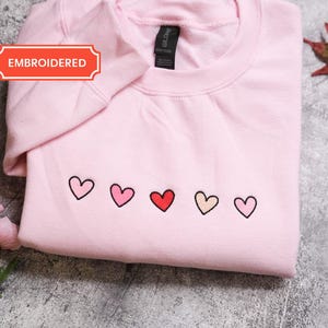 Cute Mini Hearts Embroidered Crewneck | Valentine&#39;s Crewneck | Mini Hearts | Gift For her | Cute Crewneck | Mini Embroidery