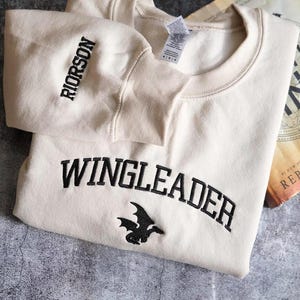 Wingleader Embroidered Sweatshirt, Fourth Wing Embroidery T-shirt, Xaden Riorson Shirt, Fourth Wing Hoodie, Dragon Rider Shirt image 6