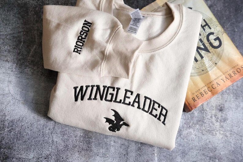 Wingleader Embroidered Sweatshirt, Fourth Wing Embroidery T-shirt, Xaden Riorson Shirt, Fourth Wing Hoodie, Dragon Rider Shirt image 6