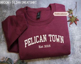 Embroidered Pelican Town Sweatshirt Stardew Valley sweater