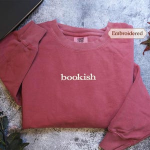 Embroidered Comfort Colors® Bookish Shirt, Minimalist Bookish, Book Club Tee, Book Lover Shirt, Bookworm, Reader,Librarian Gift