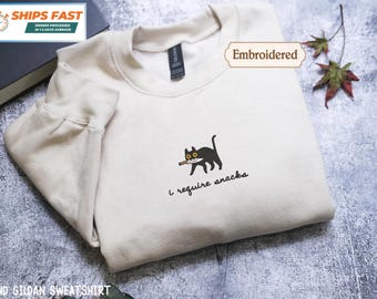 I Require Snacks Cat Shirt, Sarcastic Cat Mom, Snarky, Goblincore, Cozy Snack Gremlin Gift