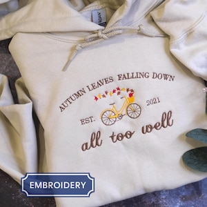 Trendy Cozy Season Embroidered Sweatshirt, Autumn leaves falling down Sweatshirt, sad girl Autumn music shirt, Comfort colors shirt