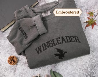 EMBROIDERED Wingleader Comfort Colors® Shirt Dragon Book Fandom Sweatshirt Booktok Romantasy shirt Merch Dark Academia Bookish Gift for Her