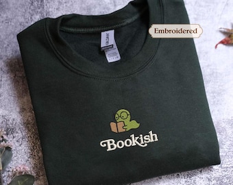 Embroidered Bookish Bookworm Crewneck, Reading Sweatshirt, Book Lover Gift