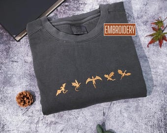 Embroidered Dragon Fantasy Sweatshirt, Bookish Dragons Reader Gift, Comfort Colors, Reading Shirt