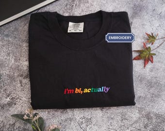 Im Bi Actually LGBTQ Pride Sweatshirt Vintage Minimalist Book Lovers Sweatshirt, Cozy sweater gift for gay friend