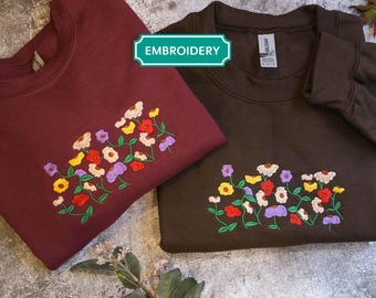 Embroidered Vintage Flowers Sweatshirt, Piano Flowers embroidered, Wildflowers Embroidered surprise songs piano Gift for Her,Eras gift shirt