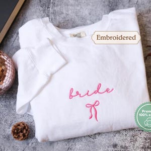 Embroidery Custom Mrs. Bride Shirt, Bride Gift, Wedding shirt, Engagement gift, Bachelorete party tee, Gift for her, Coquette bow bride tee